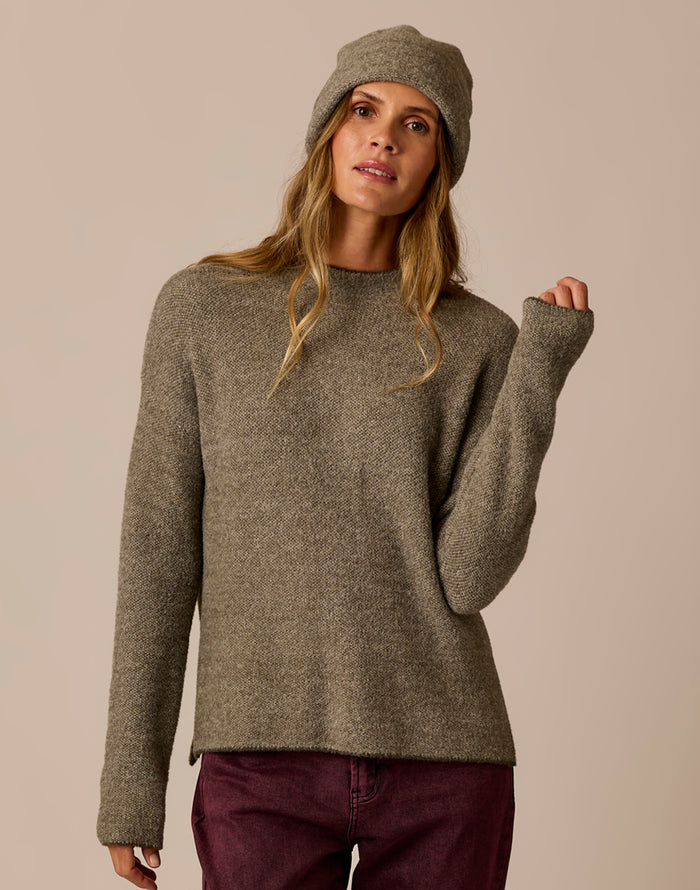 Olivia Plush Sweater: Dark Olive Birdseye