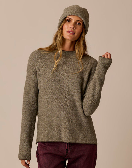 Olivia Plush Sweater: Dark Olive Birdseye