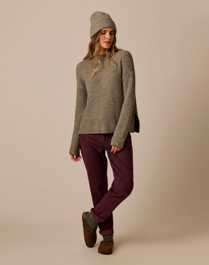 Olivia Plush Sweater: Dark Olive Birdseye