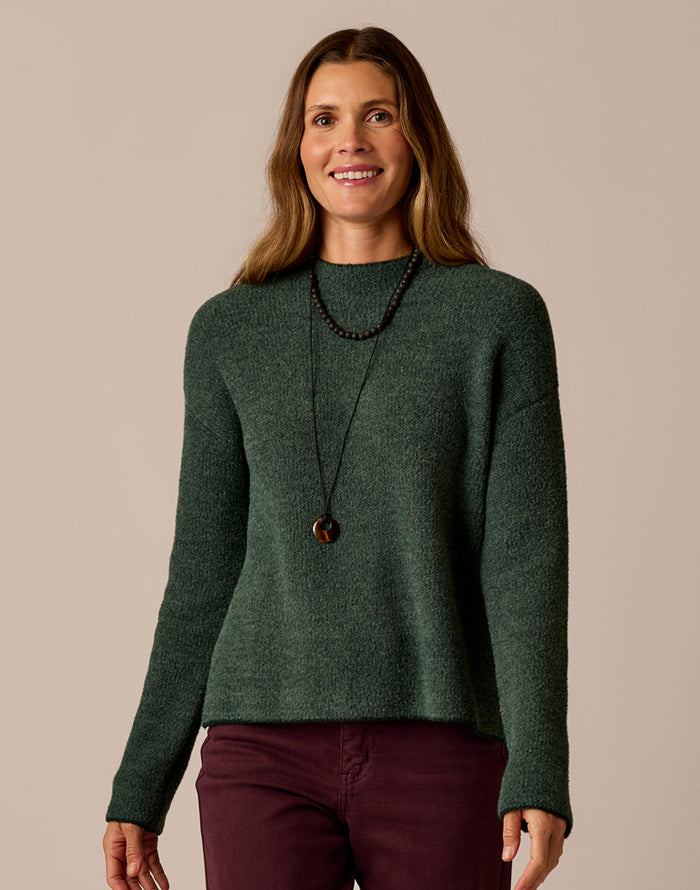 Olivia Plush Sweater: Dark Pine Birdseye