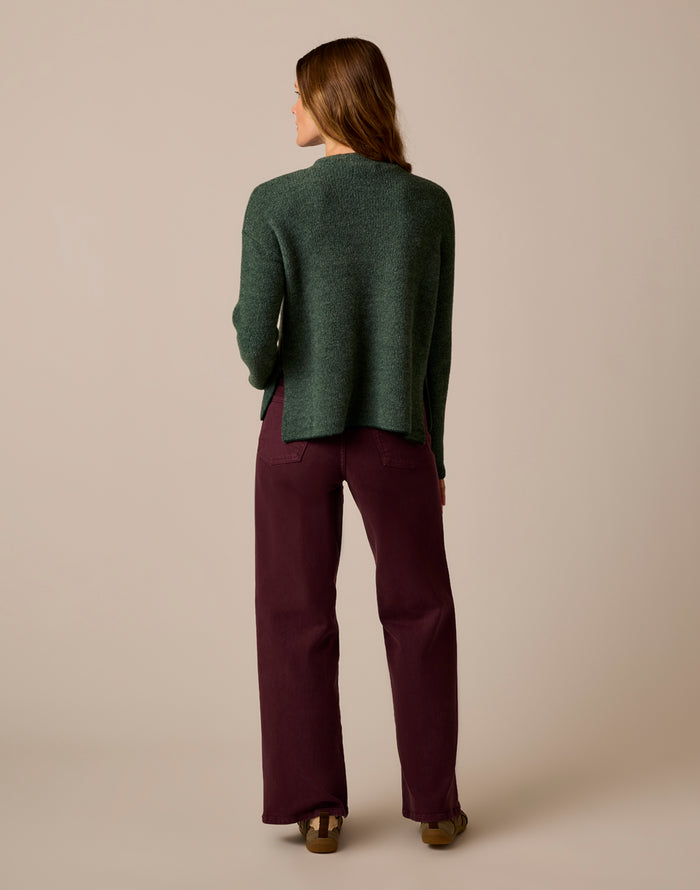 Olivia Plush Sweater: Dark Pine Birdseye
