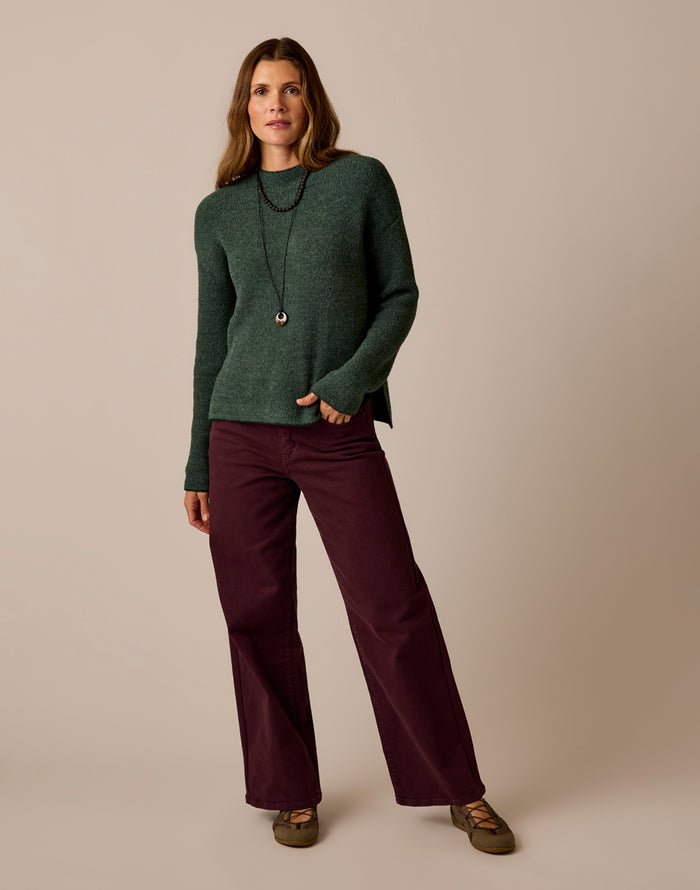 Olivia Plush Sweater: Dark Pine Birdseye