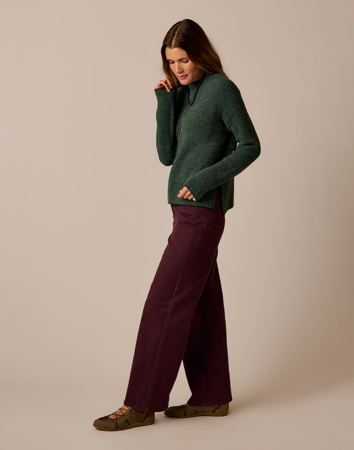 Olivia Plush Sweater: Dark Pine Birdseye