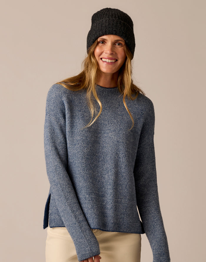 Olivia Plush Sweater: Deep Ocean Birdseye