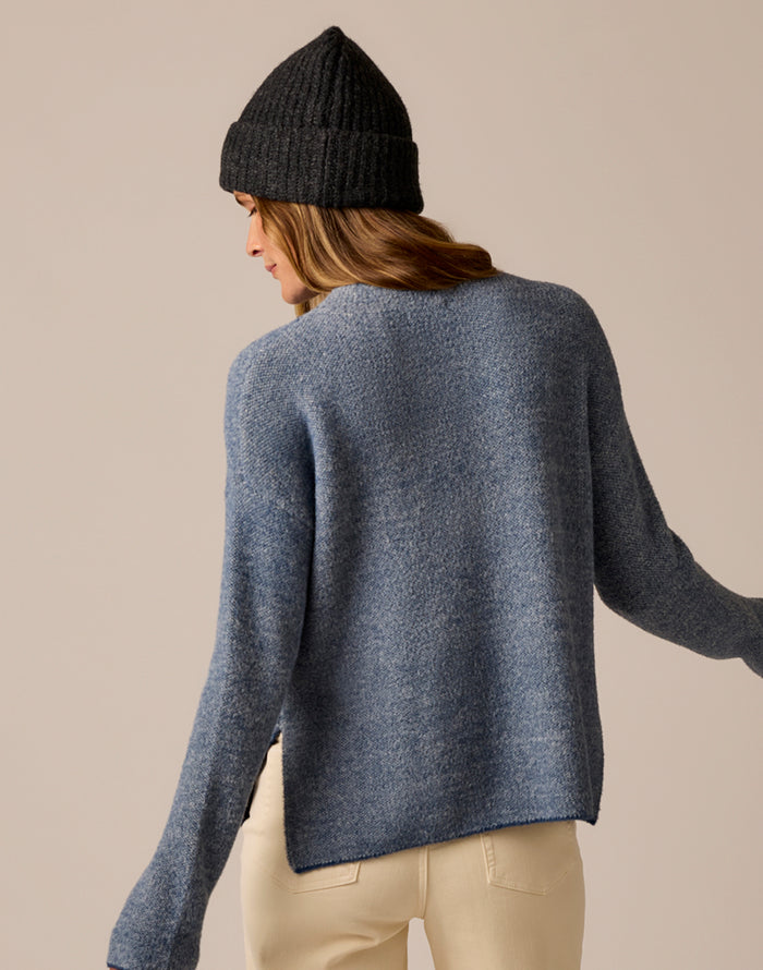 Olivia Plush Sweater: Deep Ocean Birdseye