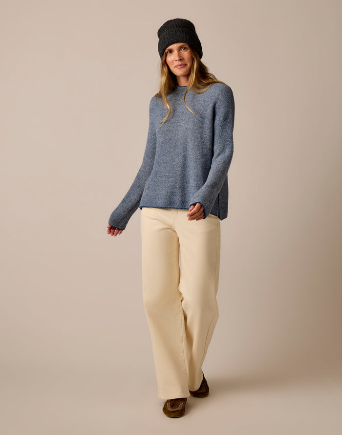 Olivia Plush Sweater: Deep Ocean Birdseye