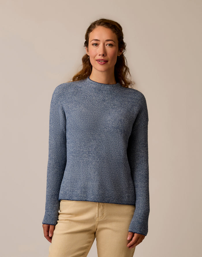 Olivia Plush Sweater: Deep Ocean Birdseye