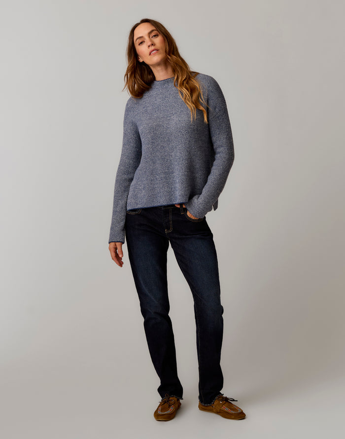 Olivia Plush Sweater: Deep Ocean Birdseye