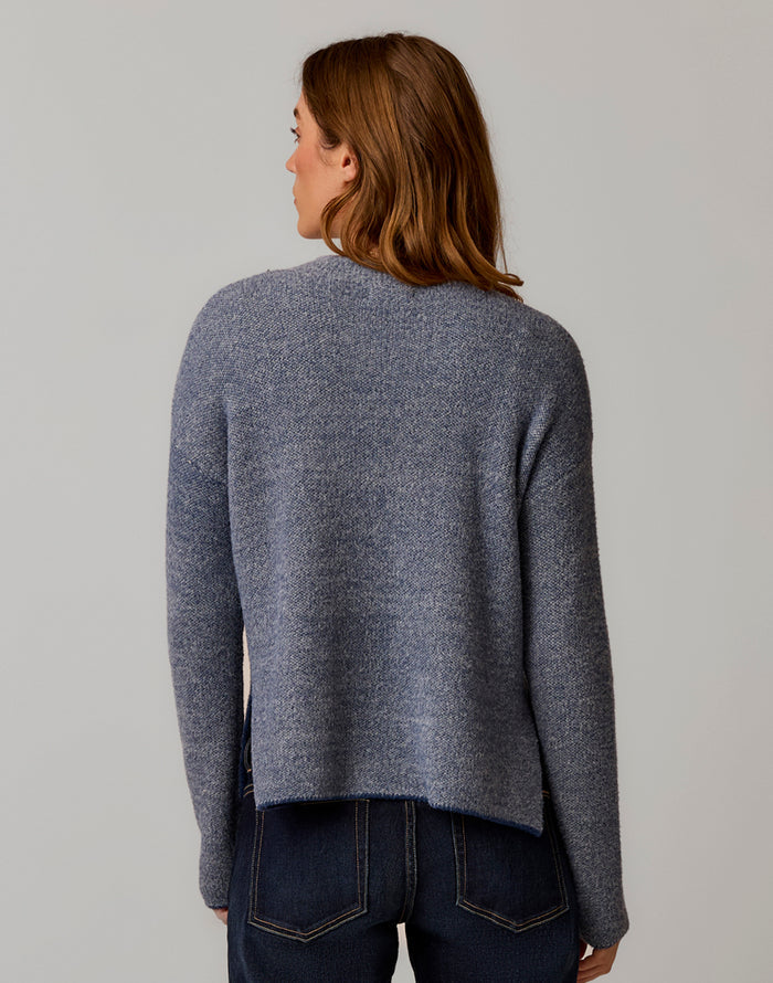 Olivia Plush Sweater: Deep Ocean Birdseye