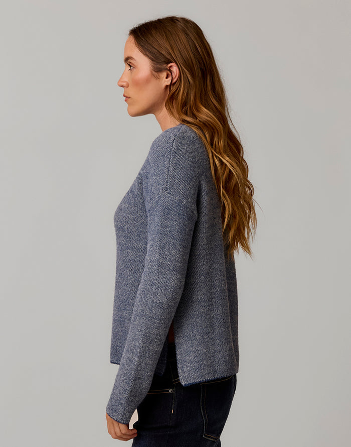 Olivia Plush Sweater: Deep Ocean Birdseye
