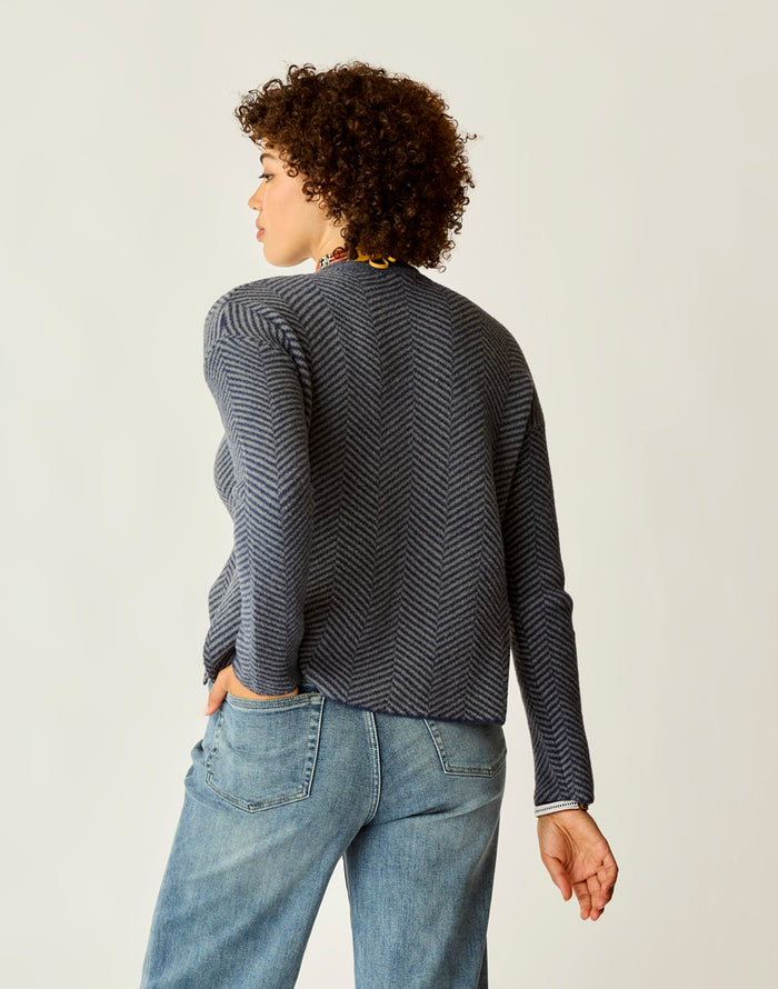 Olivia Plush Sweater: Navy Herringbone - FINAL SALE