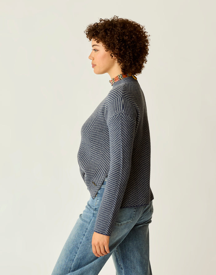 Olivia Plush Sweater: Navy Herringbone - FINAL SALE