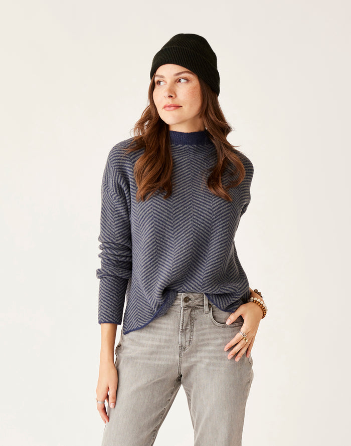 Olivia Plush Sweater: Navy Herringbone - FINAL SALE