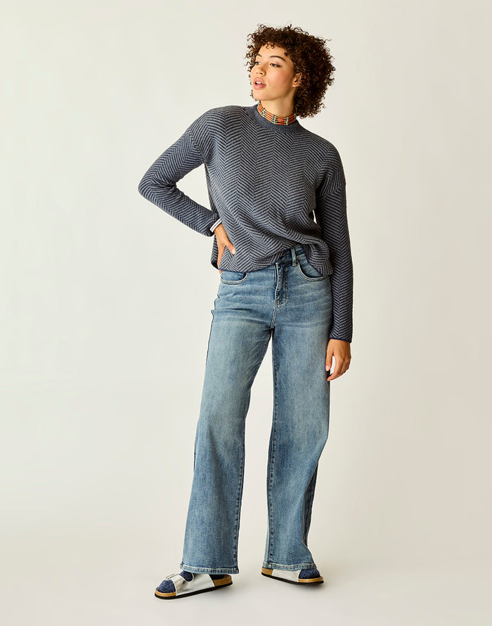 Olivia Plush Sweater: Navy Herringbone - FINAL SALE