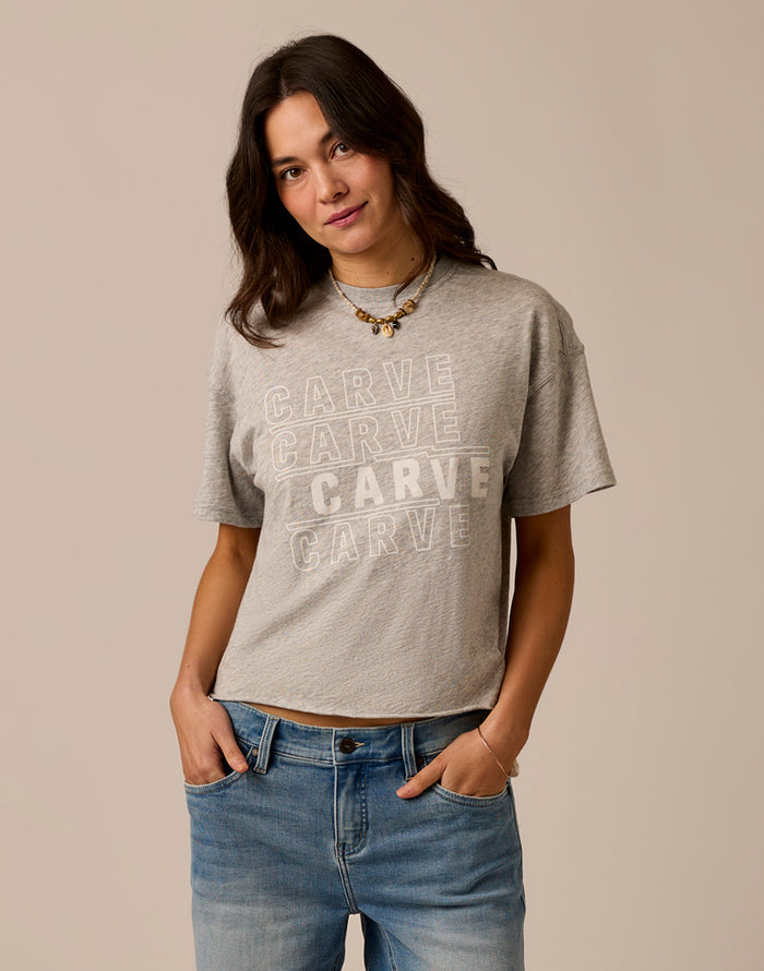 Parker Graphic Tee: Heather Grey Carve