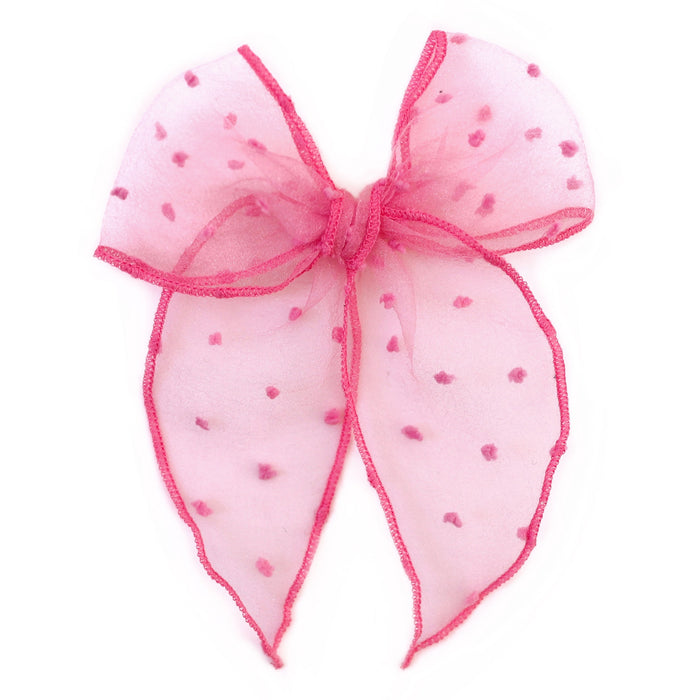 taffy pink sheer dot hair bow