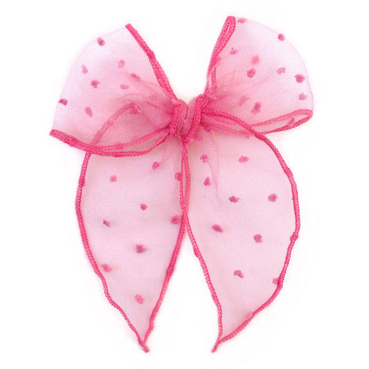 taffy pink sheer dot hair bow