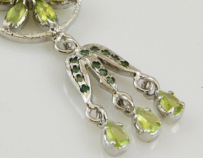 Peridot Daisy Dangle Sterling Silver Earrings - Kashmir Designs