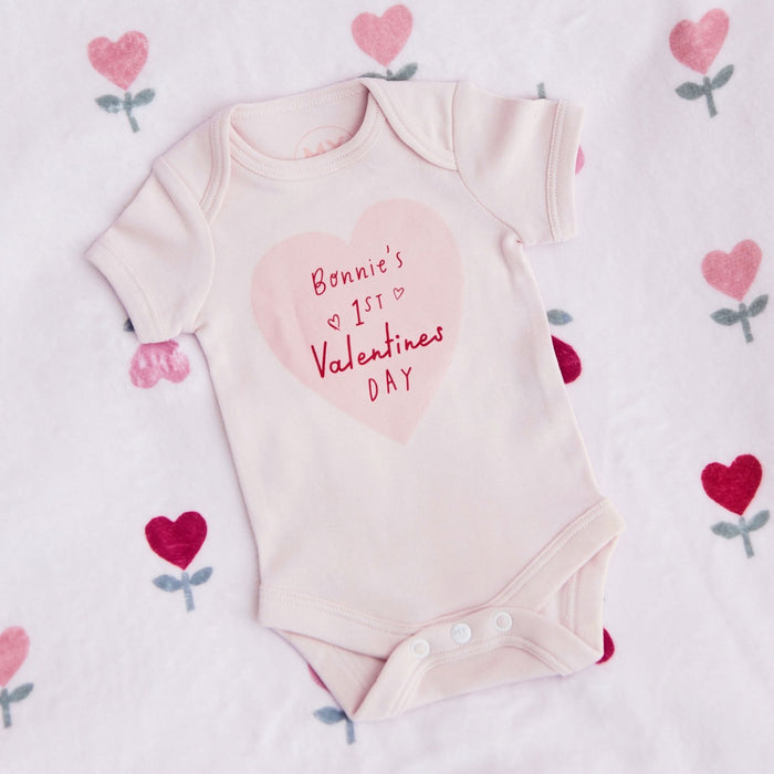 Personalised 1st Valentine's Day Bodysuit in Pink