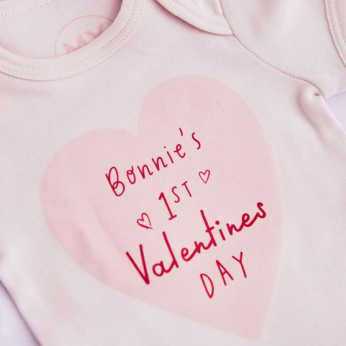 Personalised 1st Valentine's Day Bodysuit in Pink