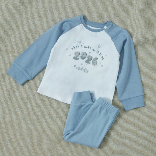 Personalised 2026 New Year Blue Jersey Pyjamas