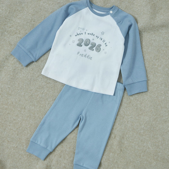 Personalised 2026 New Year Blue Jersey Pyjamas