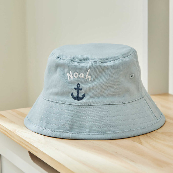 Personalised Anchor Light Blue Bucket Hat