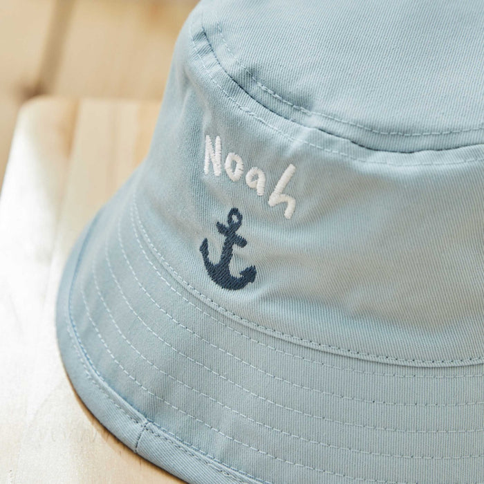 Personalised Anchor Light Blue Bucket Hat