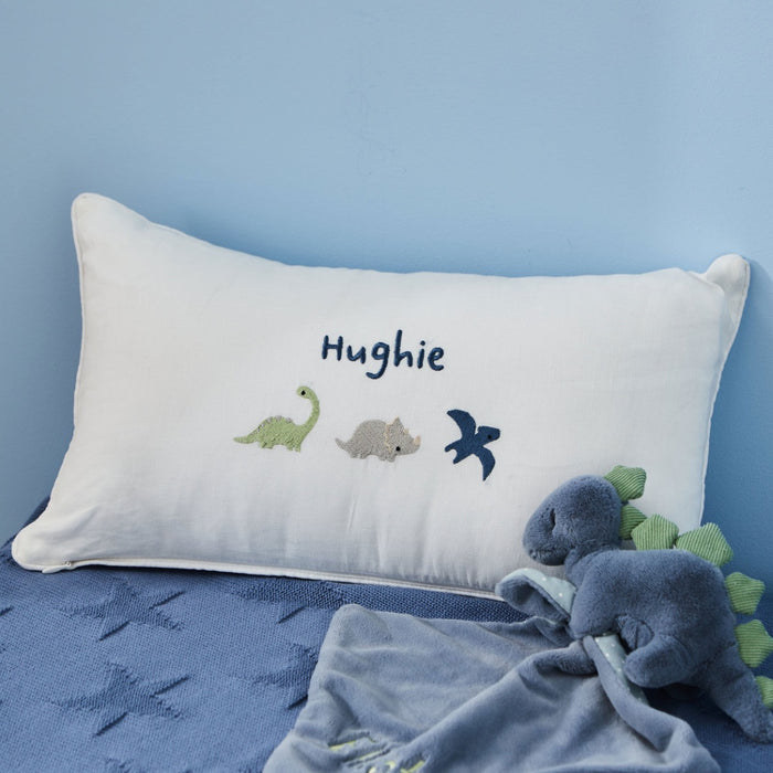 Personalised Baby Dinosaurs Embroidered Linen Cushion