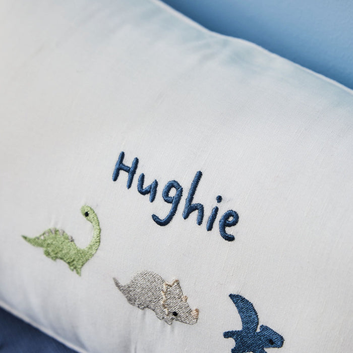 Personalised Baby Dinosaurs Embroidered Linen Cushion
