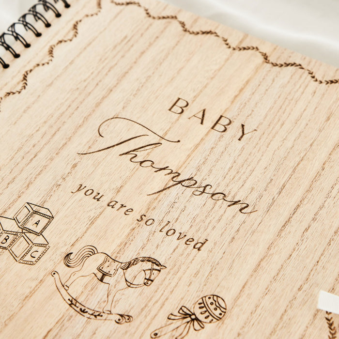 Personalised Baby Shower Wooden Baby Scrapbook by Made Yours
