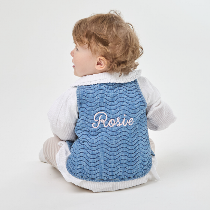 Personalised Back Name Quilted Denim Gilet
