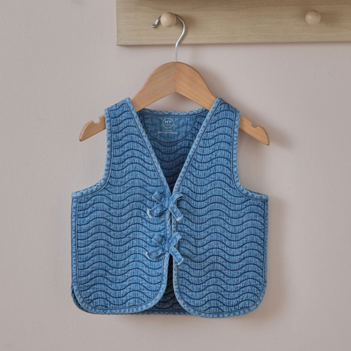 Personalised Back Name Quilted Denim Gilet