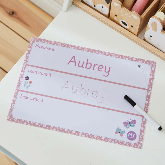 Personalised Baker Ross Pink Floral Whiteboard & Pen