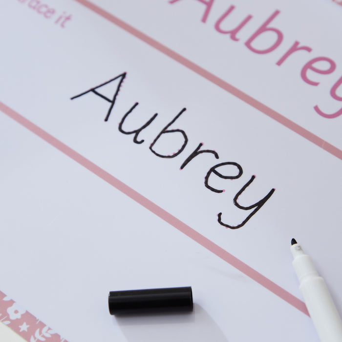 Personalised Baker Ross Pink Floral Whiteboard & Pen