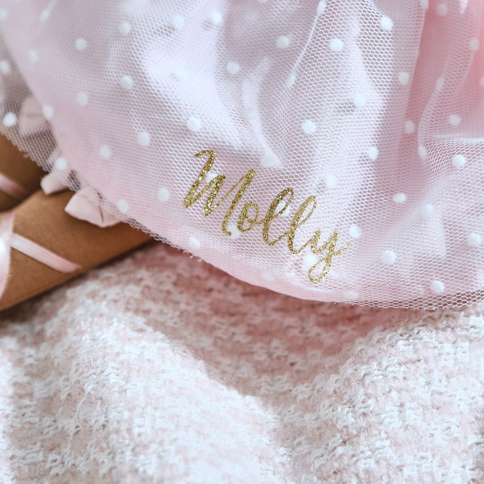 Personalised Ballerina Doll with Dark Curly Hair