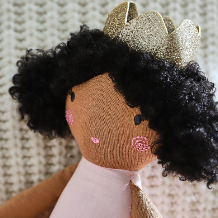 Personalised Ballerina Doll with Dark Curly Hair