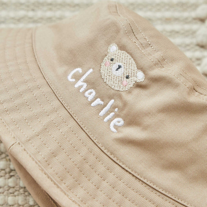Personalised Bear Brown Bucket Hat