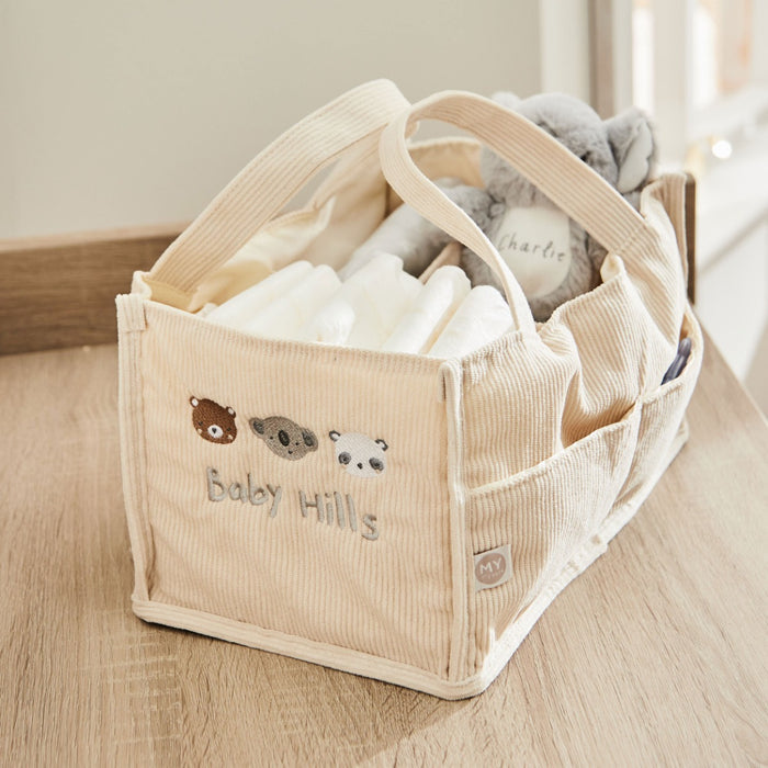 Personalised Bear Design Cord Nappy Caddy
