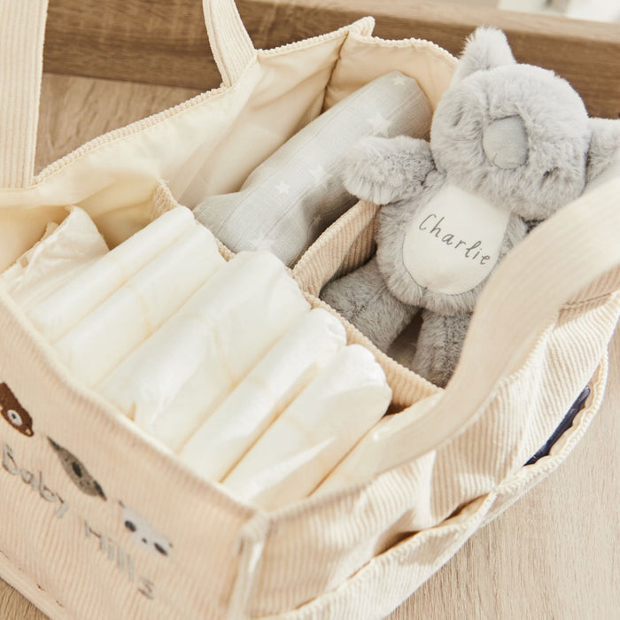 Personalised Bear Design Cord Nappy Caddy