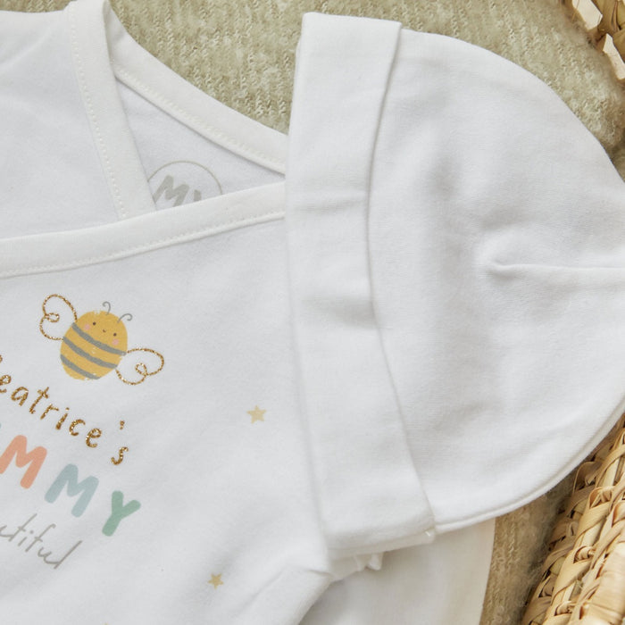 Personalised Bee-utiful Moth'ers Day Wrap Sleepsuit and Hat