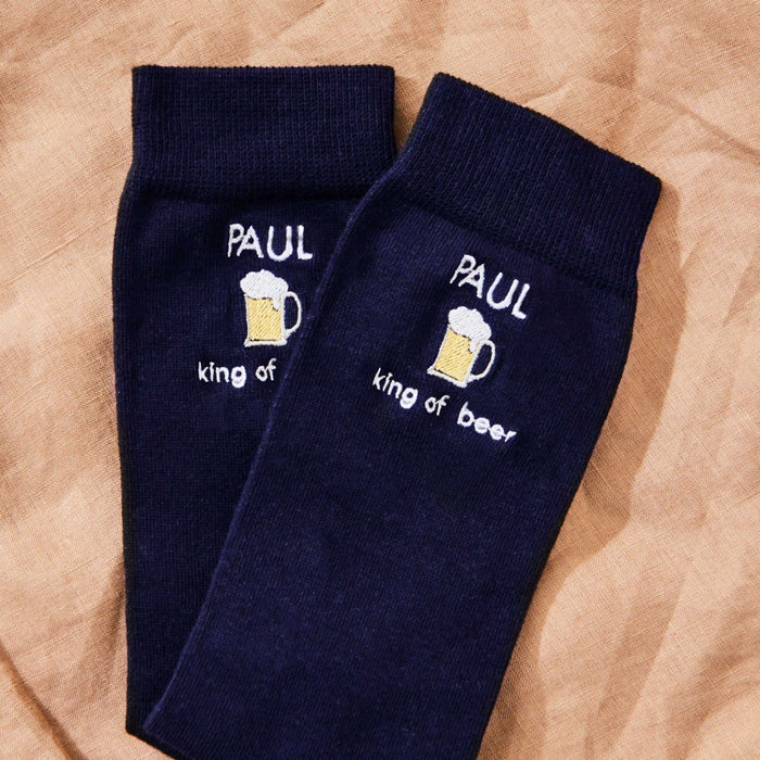 Personalised Beer Navy Socks