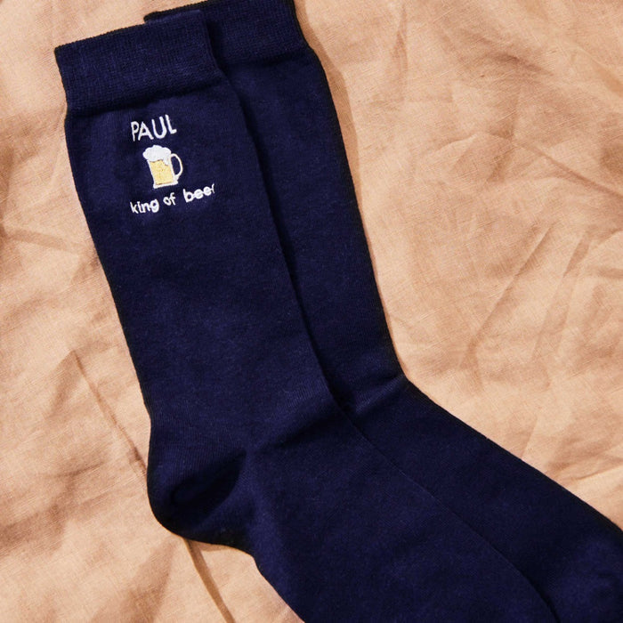 Personalised Beer Navy Socks