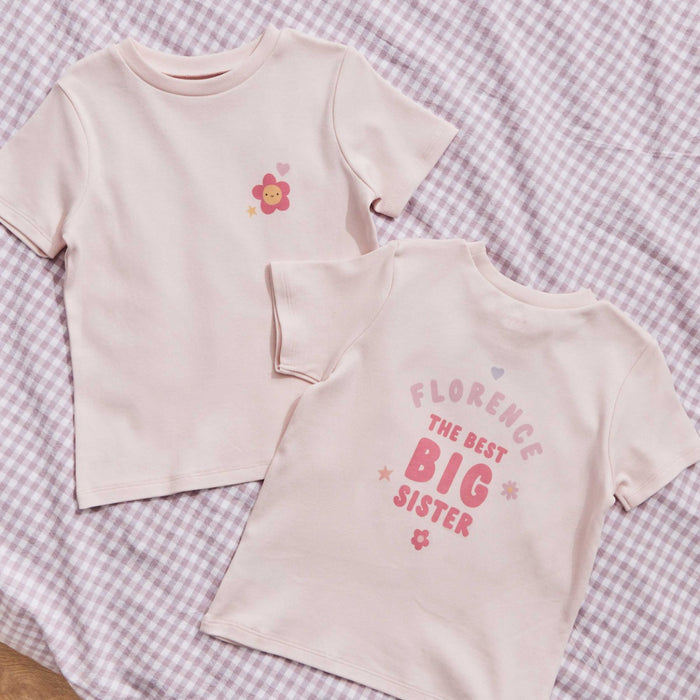 Personalised Best Big Sister Pink T-Shirt