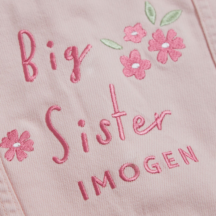 Personalised Big Sister Pink Denim Jacket