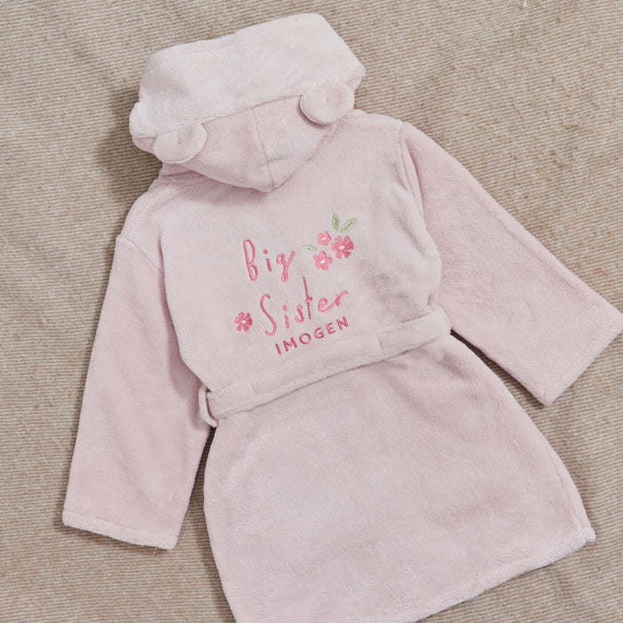 Personalised Big Sister Pink Fleece Robe