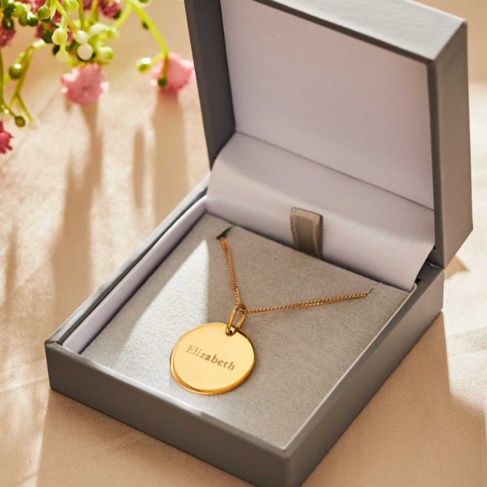 Personalised Birth Flower Gold-Plated Disc Necklace