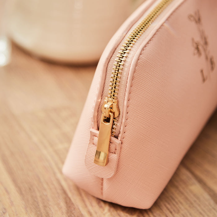 Personalised Birth Flower Pink Medium Make-Up Bag
