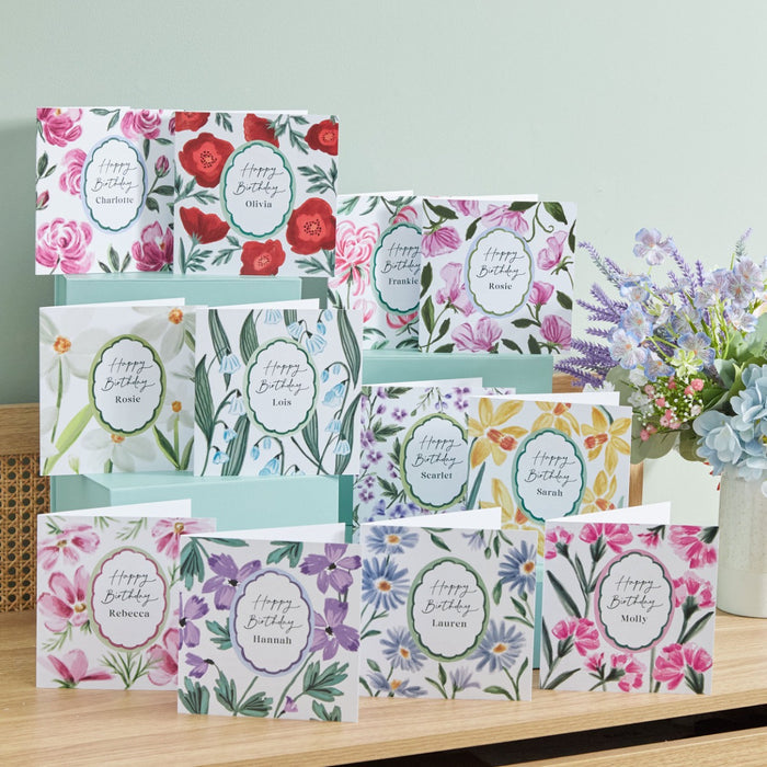 Personalised Birth Flower Square Card