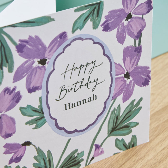 Personalised Birth Flower Square Card
